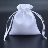 Satin Drawstring Bag, portable & durable, white 
