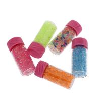 perles de rocaille en verre goutte, avec seau en plastique & capuchon en plastique, tambour, plus de couleurs à choisir, 2-4mm Vendu par lot