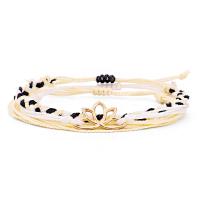 Zinc Alloy Bracelet Set, with Waxed Nylon Cord, plated, Adjustable & three pieces & for woman 260mm,290mm,300mm 