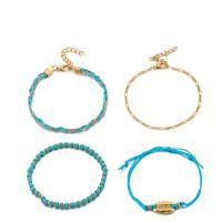 Zinc Alloy Bracelet, with Seedbead & Cotton Cord, plated, 4 pieces & fashion jewelry & for woman, blue 