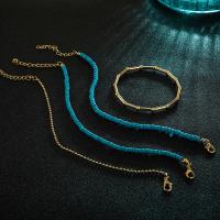 Zinc Alloy Bracelet Set, plated, 4 pieces & for woman, blue 