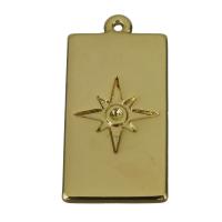 Brass Jewelry Pendants, Rectangle, golden Approx 1mm 