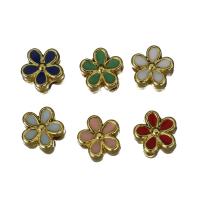 Enamel Brass Beads, Flower, gold color plated Approx 1.5mm 