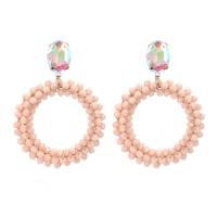Crystal Drop Earring, with Zinc Alloy, handmade, woven pattern & for woman 64mm 