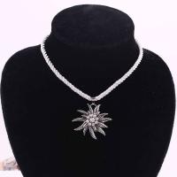 Rhinestone Zinc Alloy Necklace, with Polyester Cord, with 5cm extender chain, Sun, antique silver color plated, vintage & for woman & with rhinestone 50mm Approx 15.75 Inch 
