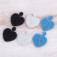 Glass Seed Beads Earring, Glass Beads, Heart, handmade, for woman 69mm 