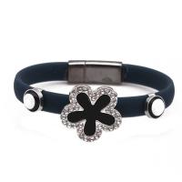Silicone Bracelet, with Zinc Alloy, Flower, silver color plated, for woman & enamel & with rhinestone 8mm Approx 7.49 Inch 