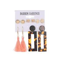 Zinc Alloy Earring Set, Stud Earring & earring, with Acrylic, gold color plated, 6 pieces & 5 pieces 