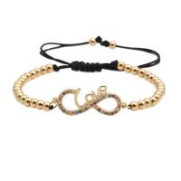Brass Woven Ball Bracelets, with Cubic Zirconia & Nylon Cord, plated, Unisex & adjustable 170-220mm 