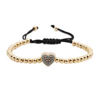 Brass Woven Ball Bracelets, with Nylon Cord, plated, Unisex & adjustable & micro pave cubic zirconia 170-200mm 
