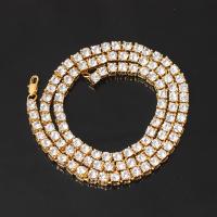 Zinc Alloy Necklace Chain, gold color plated & Unisex & with rhinestone 