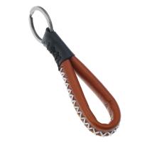 Faux Leather Key Clasp, with Iron, vintage & for man, brown 