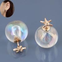 Zinc Alloy Double Faced Stud Earring, plated, fashion jewelry & for woman, rose gold color, 15*7mm 