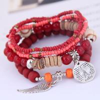 Seedbead Bracelet, with Resin & Zinc Alloy, plated, fashion jewelry & multilayer & for woman 170mm 