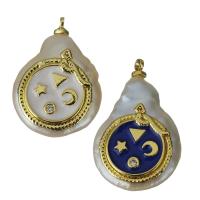 Cultured Freshwater Pearl Brass Pendant, with Freshwater Pearl, gold color plated, enamel Approx 1.5mm 