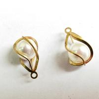 Hollow Brass Pendants, with ABS Plastic Pearl, original color Approx 1mm 