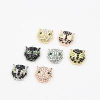 Zinklegierung Tier Perlen, Leopard, plattiert, mit Strass, keine, 11-12mm, Bohrung:ca. 2mm, 10PCs/Tasche, verkauft von Tasche