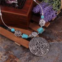Turquoise Zinc Alloy Necklace, with turquoise, plated, fashion jewelry & for woman, silver color, 60*40mm Inch 