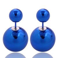 Plastic Pearl Double Faced Stud Earring, plated, fashion jewelry & for woman 16mm,8mm 
