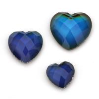 Facettierte Glas Cabochon, Herz, Modeschmuck & verschiedene Größen vorhanden, blau, verkauft von PC