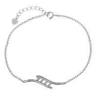 Cubic Zirconia Micro Pave Sterling Silver Bracelet, 925 Sterling Silver, with 1Inch extender chain, silver color plated, Adjustable & curb chain & micro pave cubic zirconia & for woman 1.5mm Approx 6.5 Inch 