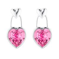Zinc Alloy Drop Earring, with Austrian Crystal, Heart, plated, Korean style & for woman 