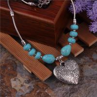 Turquoise Zinc Alloy Necklace, with turquoise, with 5.5cm extender chain, plated, fashion jewelry & for woman, silver color, 35*35mm .7 Inch 