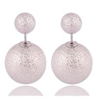 Plastic Pearl Double Faced Stud Earring, with Zinc Alloy, plated, for woman 16mm,8mm 
