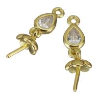 Brass Peg Bail, gold color plated, with cubic zirconia 0.8mm Approx 1mm 