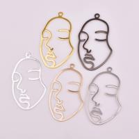 Hollow Brass Pendants, Face, plated, Random Color Approx 1mm 