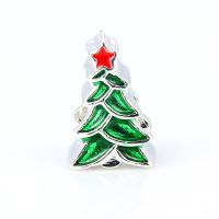 Enamel Zinc Alloy Beads, Christmas Tree, plated, DIY, green, 10*15mm 