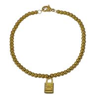 Bracelet en acier inoxydable, Placage de couleur d'or, bracelet à breloques & pour femme 4mm Environ 8 pouce, Vendu par brin