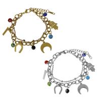 acier inoxydable bracelet, avec résine, avec 1Inch chaînes de rallonge, Placage, bracelet à breloques & motif de mauvais œil & pour femme & 2 fils, plus de couleurs à choisir  6mm,2mm Environ 7 pouce, Vendu par brin