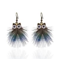 Zinc Alloy Drop Earring, with Peacock Feather, plated & for woman 