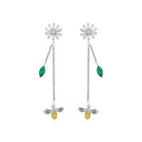 Cubic Zircon Brass Earring, with Cubic Zirconia, Korean style & for woman 