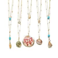 Shell Zinc Alloy Necklace, with Shell, plated, Double Layer & for woman 