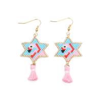 Zinc Alloy Tassel Earring, with Cotton Thread & Seedbead, Hexagram, gold color plated, fashion jewelry & for woman 