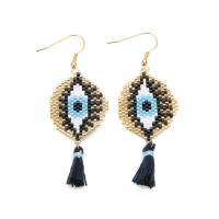 Zinc Alloy Tassel Earring, with Cotton Thread & Seedbead, gold color plated, fashion jewelry & for woman 