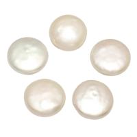 Coin Cultured Freshwater Pearl Beads, Button, natural, no hole, white, 13-14mm 