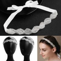 Bridal Hair Wreath, Rhinestone, with Seedbead & Cloth, fashion jewelry & for woman & with rhinestone, 25cmx2.5cm 