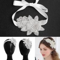 Bridal Hair Wreath, Rhinestone, with Seedbead & Cloth, fashion jewelry & for woman & with rhinestone, 13.5cmx10cm 