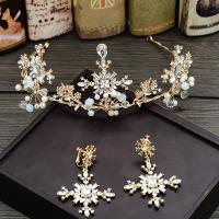 Fashion Zinc Alloy Jewelry Sets, hair band & earring, with Crystal, plated, 2 pieces & fashion jewelry & for woman, golden 75mm 