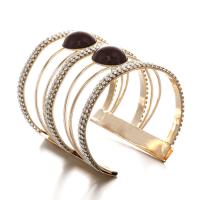 Iron Cuff Bangle, Adjustable & multilayer & for woman & with rhinestone, golden, 65mm 