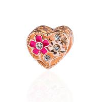 Perles coeur en alliage de zinc, Placage, DIY & avec strass, plus de couleurs à choisir, 23*13mm Vendu par sac