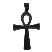 Нержавеющая сталь крест подвески, нержавеющая сталь, Kресты, черный покрытием отверстие:Приблизительно продается PC