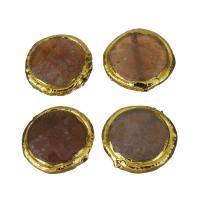Brass Jewelry Beads, with Sun Agate, gold color plated, 19-19.5x19-19.5x5.5-6.5mm Approx 1mm 