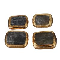 Brass Jewelry Beads, with Labradorite, rose gold color plated, 14-17x19-21x5.5-7.5mm Approx 1mm 