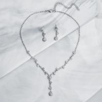 Wedding Jewelry Set, Rhinestone, with brass chain, with plastic earnut & fashion jewelry & for woman & with rhinestone, 40+ /3cm 
