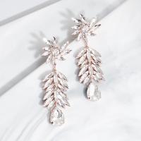 Bridal Earring, Zinc Alloy, with Rhinestone, with zinc alloy earnut & for woman & with rhinestone 