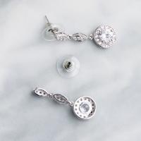 Bridal Earring, Cubic Zirconia, with plastic earnut & for woman & with rhinestone 